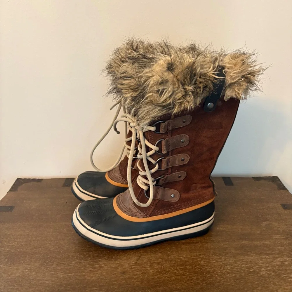Sorel Joan of Arctic Waterproof Winter Boots Brown Suede Faux Fur NL1540-256 6